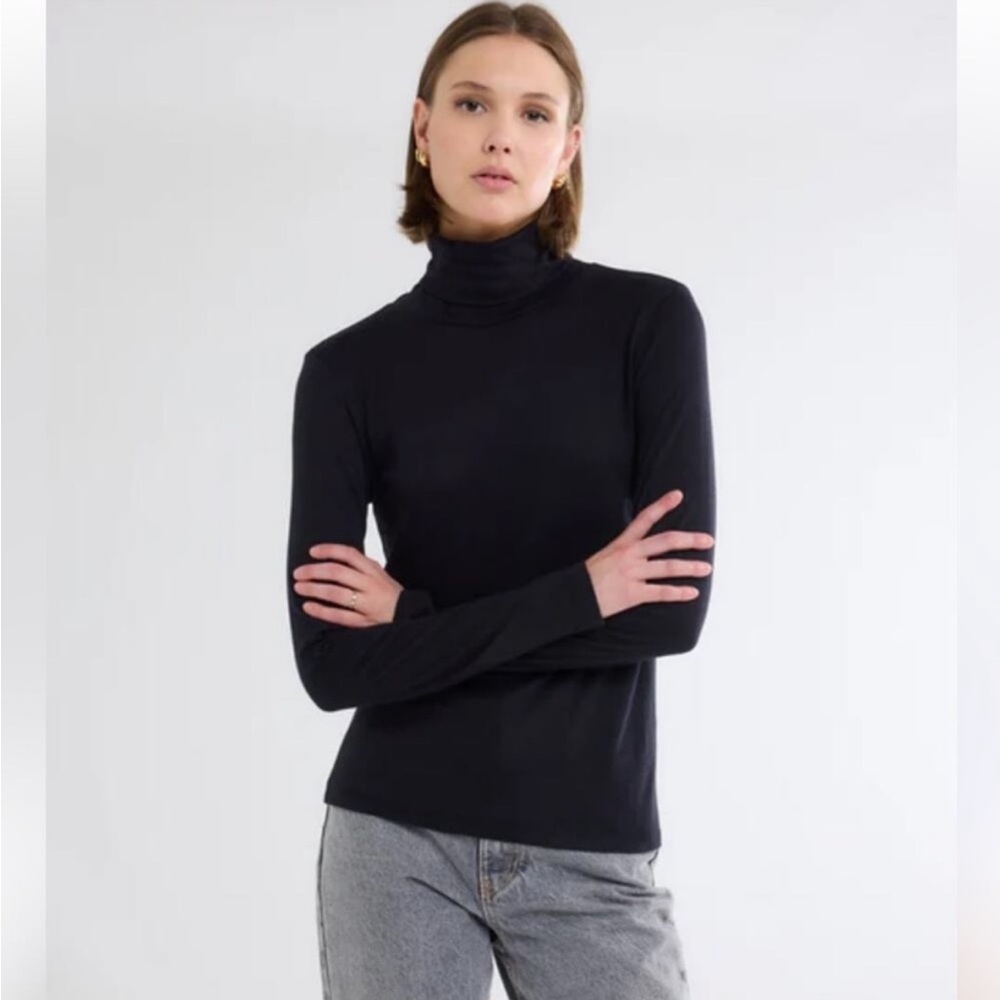 Classic Black Long Sleeve Turtleneck Top
